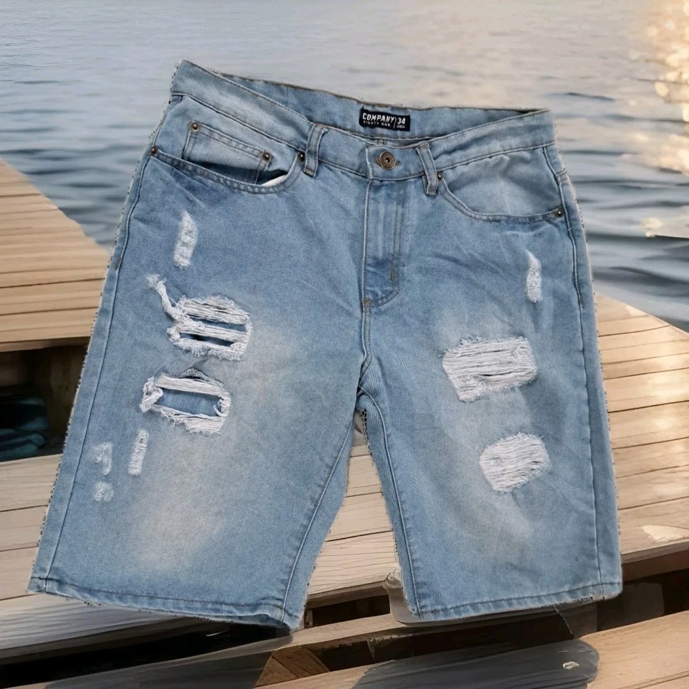 Company 81 Jean Shorts Men's Size 34 Distressed 5 Pocket Light Wash Denim‎